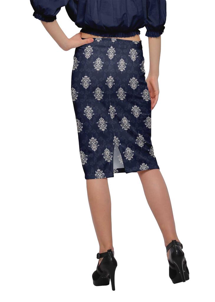Moomaya Poly Spandex Skirt Printed Pencil Skirt Plus Size Summer Wear