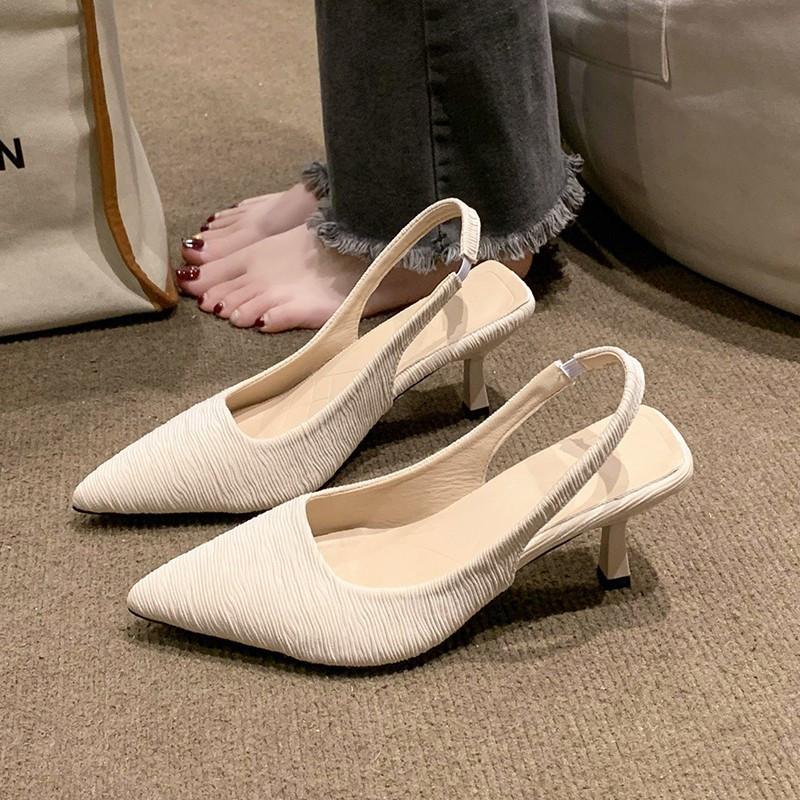 Весенняя и летняя обувь Большие размеры Босоножки на высоком каблуке Тонкие туфли с острым носком Женская обувь