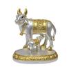 Kamdhenu Cow with Calf Idol Gold Silver Plated with Matte Finish | Home Decor Gaay Bachda Cow| Positive Energy | Wealth Idol Diwali Puja