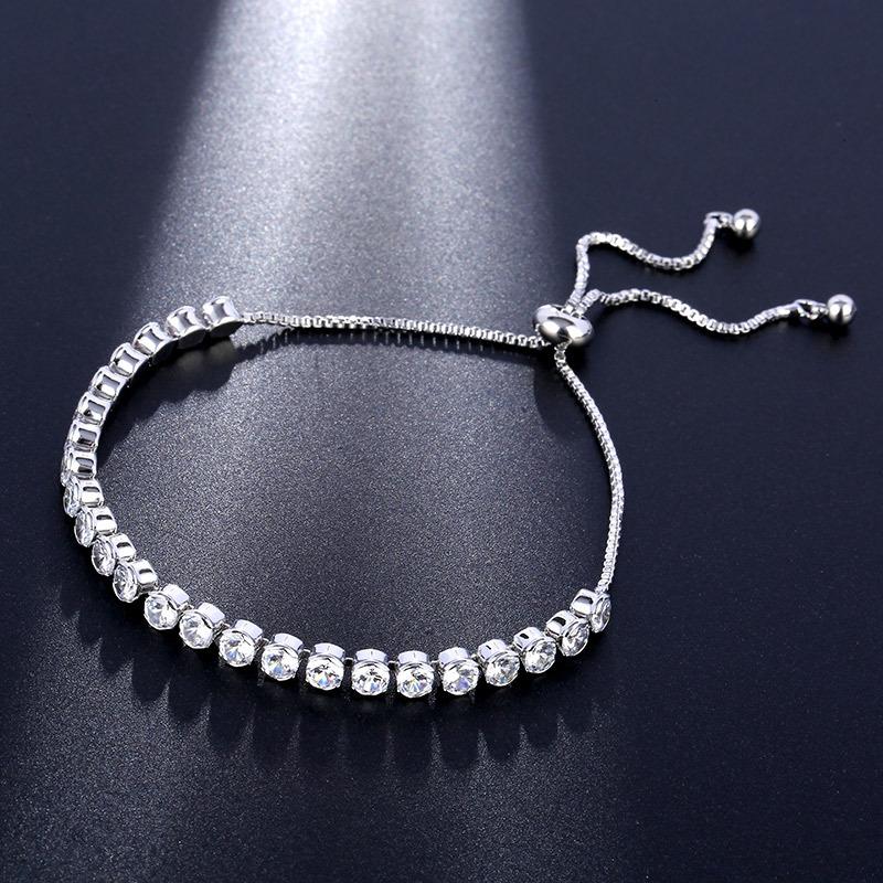 Geometric  Adjustable Bracelet, Sparkling Gemstone Chain Bracelet For Women  Jewelry Gift