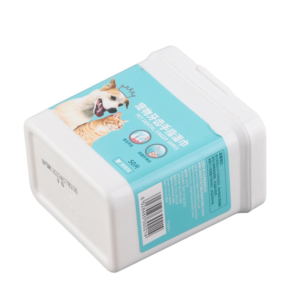 50PCS Pet Tooth Wipes Cotton Nonwoven Finger Wipes Healthy Oral Care Supplies for Cat Dog