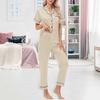 2 Pcs/Set Pajamas Suit Satin Single-breasted Ice Silk Plus Size Cardigan Shirt