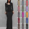 Модное женское длинное сексуальное однотонное длинное платье без рукавов Slim Fit