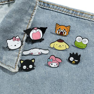 Металлическая значка Sanrio Мультяшная Милая Большая Голова Куроми Брошь Пудинг Собака Kt Кошка Мелоди Сплав