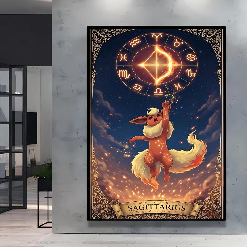 High Quality Canvas Pokemon Flareon Anime Poster Unique Design Cartoon Picture HD Printing Modern Home Living Room Wall Decor