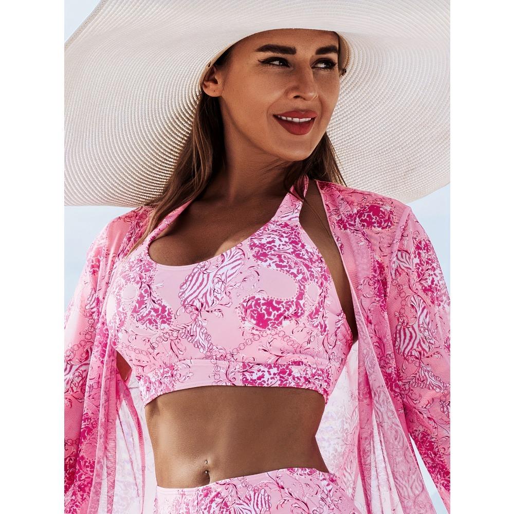 2025 New Stylish Bikini Three-Piece Set with Cover-Up