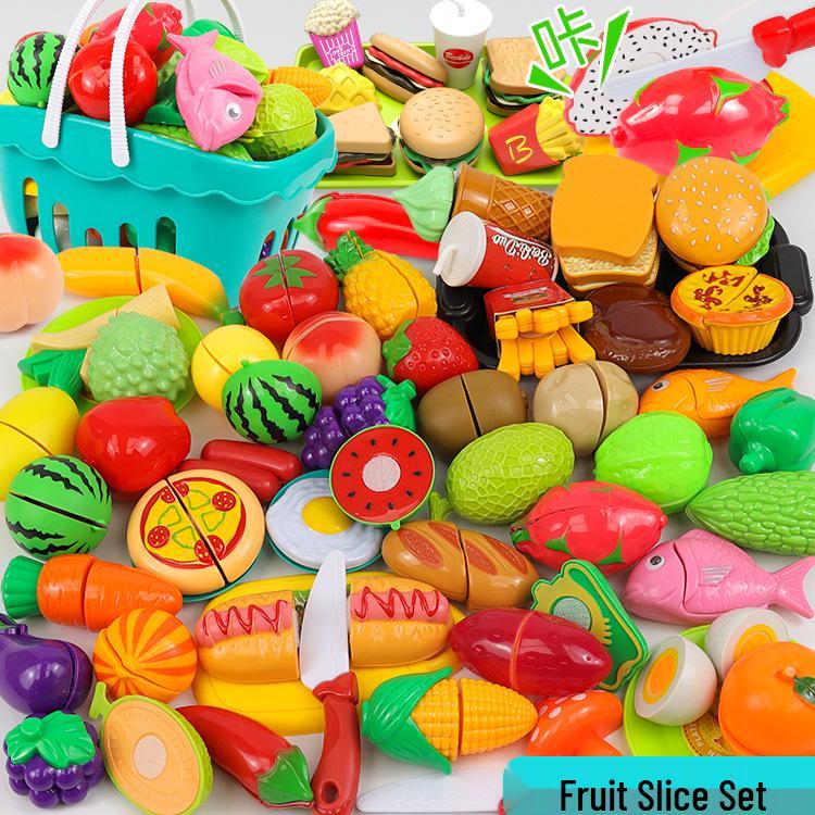 Kids' Pretend Play Kitchen Set: Veggies, Fruits, Burger & Fries