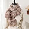 Полосатая клетчатая зимняя женская шаль из имитации кашемира, толстая теплая пашмина, шаль, накидка с кисточками, пончо, стола, эшарп