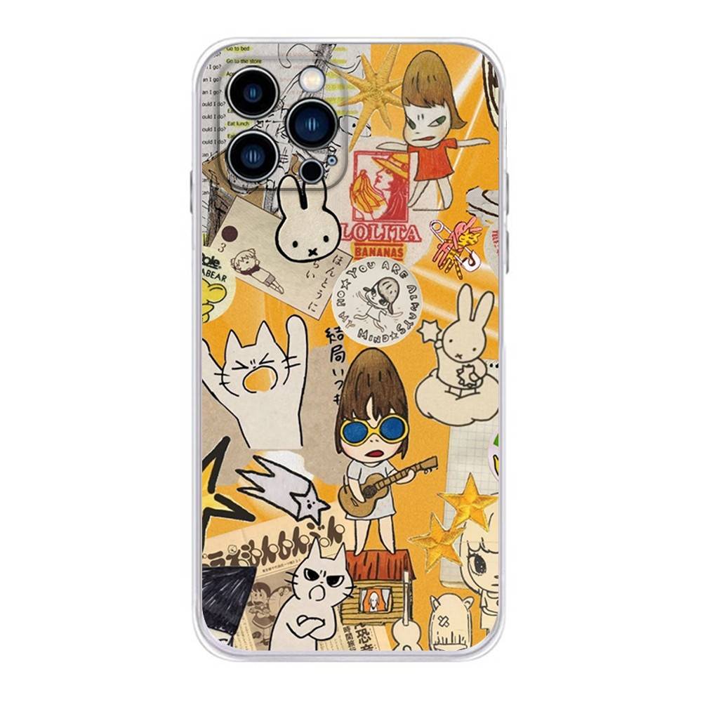 Милый чехол для телефона Y-Yoshitomo Nara для iPhone 17,16,15,14,13,12,11 X,Plus,Pro,Max,XR,Plus,E,Mini Прозрачный мягкий чехол