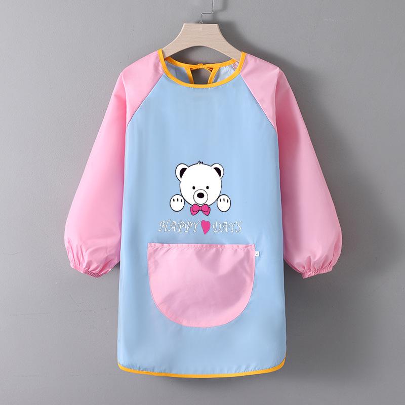 Детский водонепроницаемый художественный фартук с логотипом - Двусторонний фартук для рисования и еды