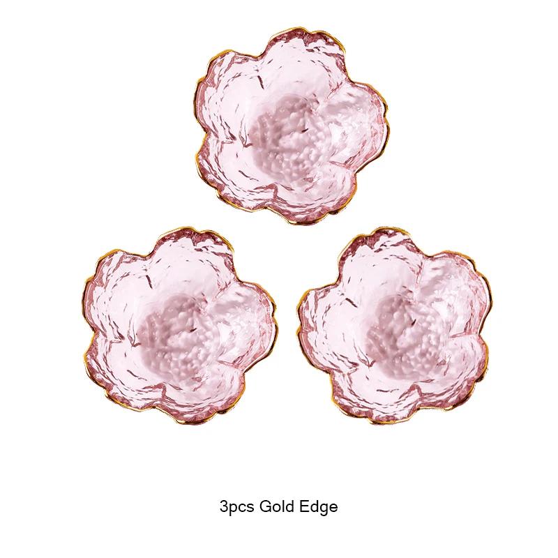 Блюдца для соуса 'Цвет сакуры' Маленькая стеклянная тарелка Соусник Золотая инкрустация Мороженое Маленькие обеденные тарелки Кухонные принадлежности