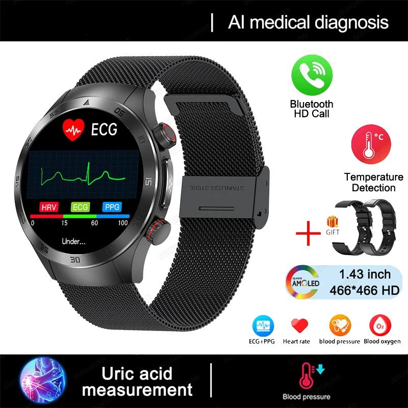 Bluetooth Call ECG+PPG New Smart Watch Mens Health Watch Heart Rate Watches IP68 Waterproof Fitness Tracker Smartwatch