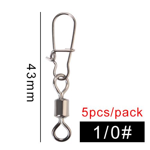 FTK 10PCS Pike Fishing Accessories Connector Pin Bearing Rolling Swivel Stainless Steel Snap Fishhook Lure Swivels Tackle