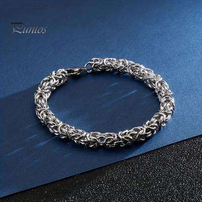 Мужской византийский браслет-цепочка с застежкой-карабином из титановой стали, полированный, толстый, легкий, хип-хоп, наручные украшения, шопинг, работа, вечеринка, свидание