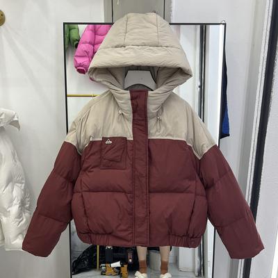 Пуховик женский осень 2024 новый короткий капюшон сращивание маленький корейский вариант тонкий модный утолщенный пальто