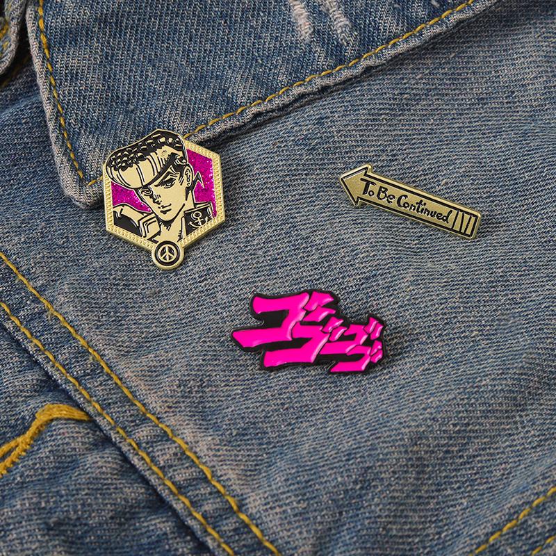 JoJo's Bizarre Adventure Эмалевые значки Аниме Броши Нагрудные значки Индивидуальные подарки Для фанатов Друзей Украшения Мультфильм Классический Японский