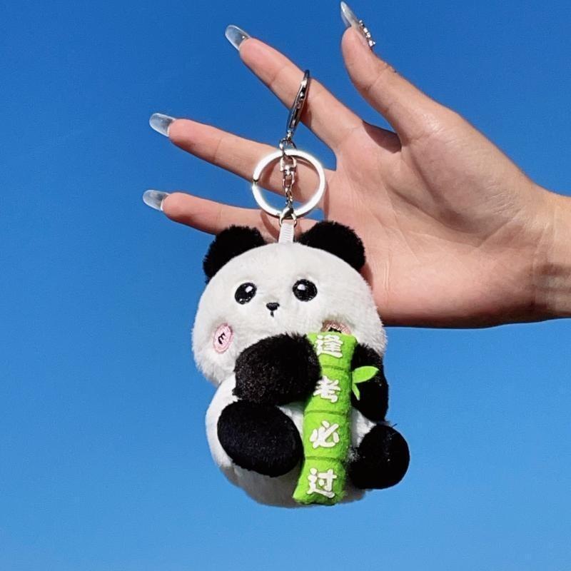 Cute Plush Panda Keychain Short Fur Miniature Stuffed Doll Perfect For Children