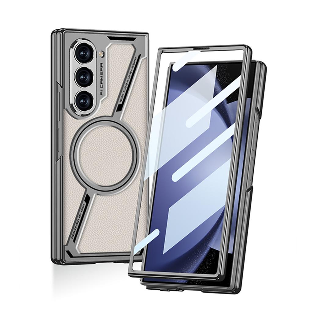 Новая модель, подходит для складного телефона Samsung ZFold5, чехол для телефона, беспроводная зарядка Magsafe, кожаный чехол Z-образной формы для Fold5