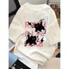 Женская футболка с графическим принтом кошки, короткий рукав, круглый вырез, повседневная одежда, удобная ткань, женский Харадзюку, короткий рукав