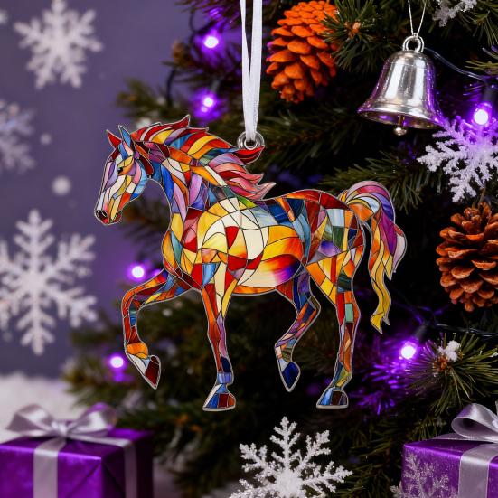 Лошадь Акриловый Ловец Солнца Красочная Лошадь Украшение на Рождественскую Елку Конный Подарок Женщинам для Любителей Лошадей