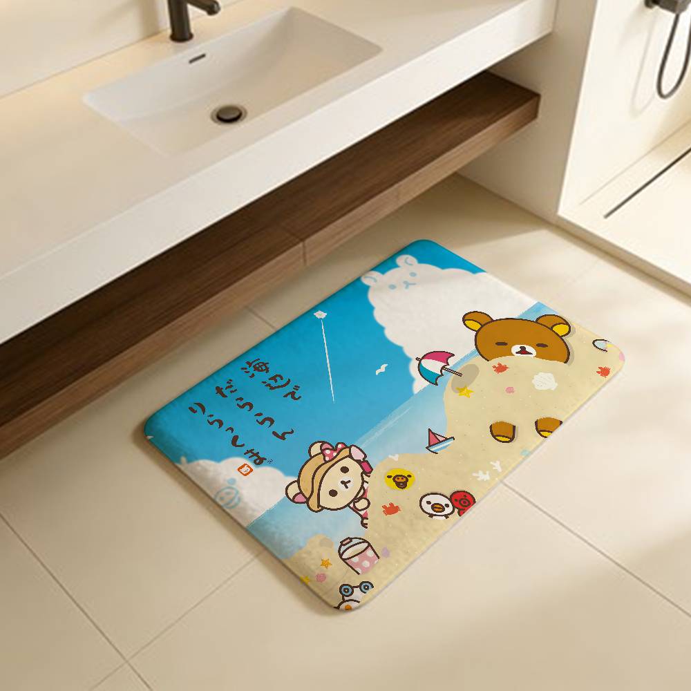 R-Rilakkuma Cartoon Anime Floor Mat Cheaper Anti-slip Modern Living Room Balcony Printed Bedside Mats