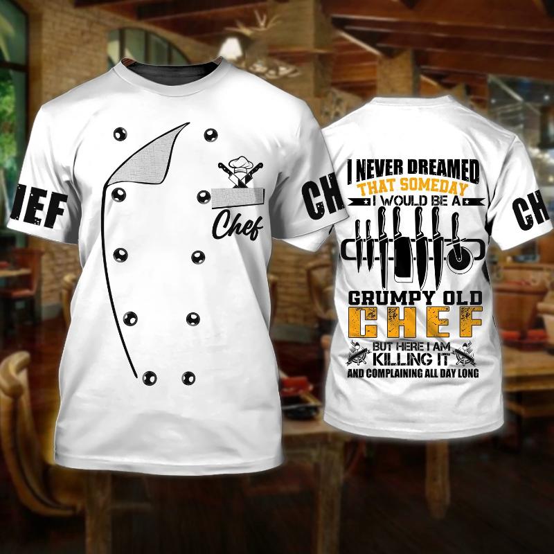 Летняя мужская футболка с изображением шеф-повара, индивидуальная одежда с 3D-принтом, рубашка с круглым вырезом и короткими рукавами, модная уличная одежда в стиле панк 6XL