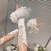 Женские кружевные гофрированные перчатки без пальцев с завязками на рукавах до локтя, эстетичные манжеты в стиле кавайной Лолиты