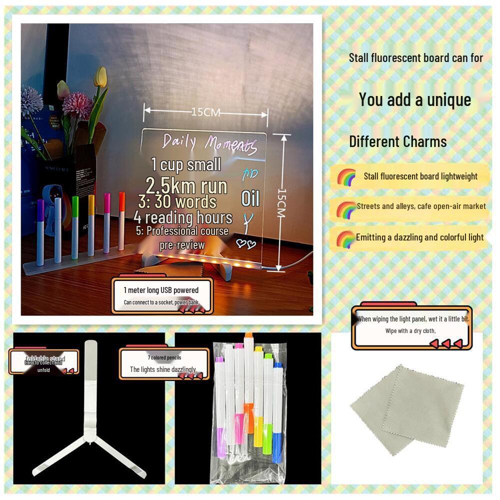 Cross-Border LED Acrylic Night Light - Transparent Desktop DIY Handwriting Message Light