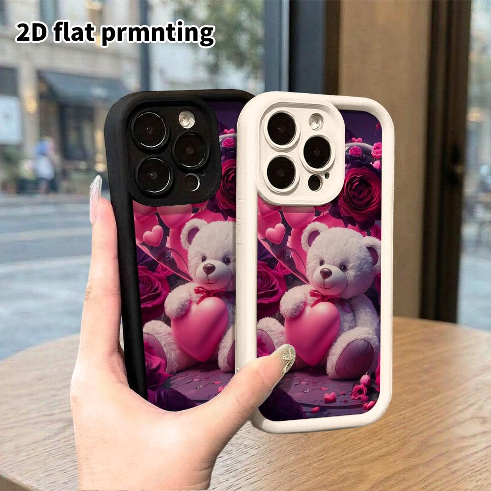 Чехол для телефона: 2D плоский дизайн, подходящий для iPhone 18 17 16 15 14 13 Pro, защитный чехол с защитой от ударов, плюшевый мишка, рождественский и хэллоуинский подарок