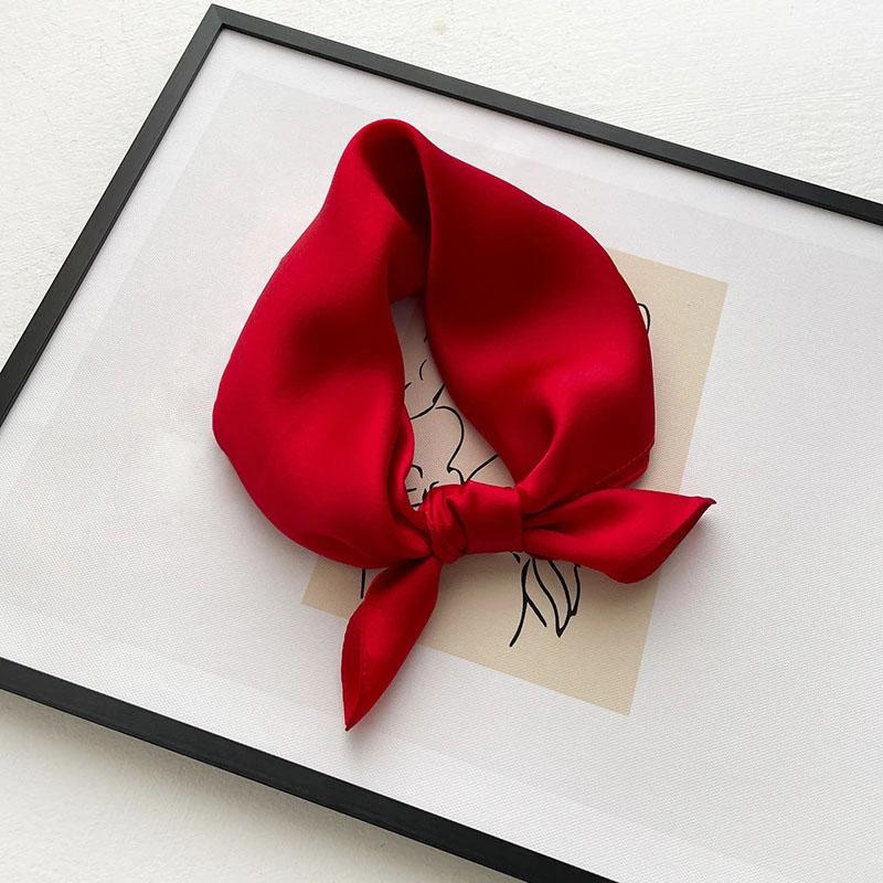 Natural Real Silk Scarf Women New Print Neck Hairband Square Shawl Neckerchief Female Hijab Poncho Bandana Headband