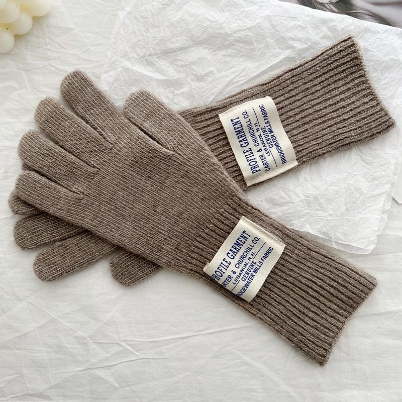 100% Wool Gloves For Women'S Winter Warmth Solid Color Versatile Touch Screen Five Finger Split Finger Gloves