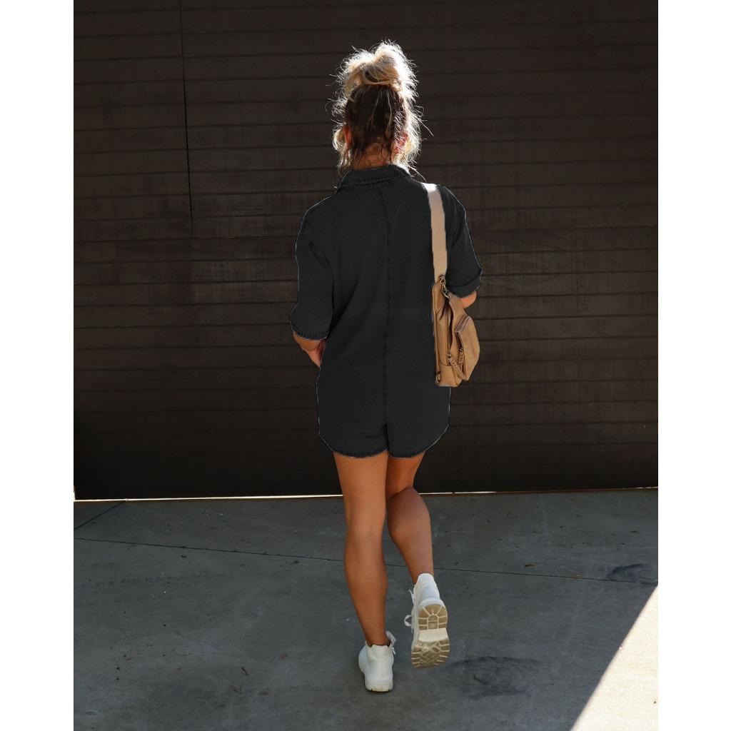 IHUASU Летняя уличная модница: рубашка с короткими рукавами, шорты и джинсовый комбинезон