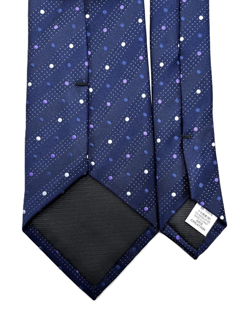 [Hiroko Koshino Homme] Галстук, В горошек, 003254-20000-3010 02 Синяя основа, фиолетовый горошек, БЕСПЛАТНО