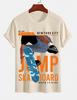 Unisexs Pure Cotton Solid Color Tshirt Explorer Returning To Nature Print Crew Neck Short Sleeve Outdoor Street Casual Top