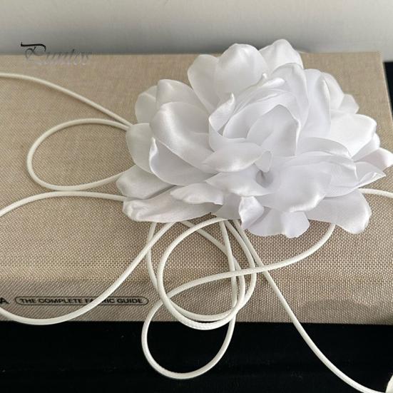 Женское колье-колье в стиле ретро с цветком, однотонное элегантное ожерелье на шнуровке с регулируемым воротником на бретельках, товары для вечеринок