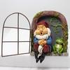Mini Garden Resin Crafts Decoration Gnome Window Sleeping Garden Sculpture Gnome Outdoor Ornament Decoration