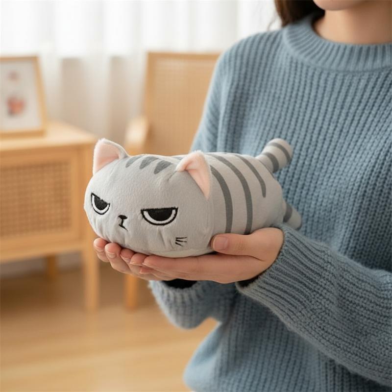 Милый мультяшный плюшевый пенал Серый кот Pcute Мультяшный пенал Kawaii Вместительная косметичка Портативный пенал Канцелярские принадлежности для офиса