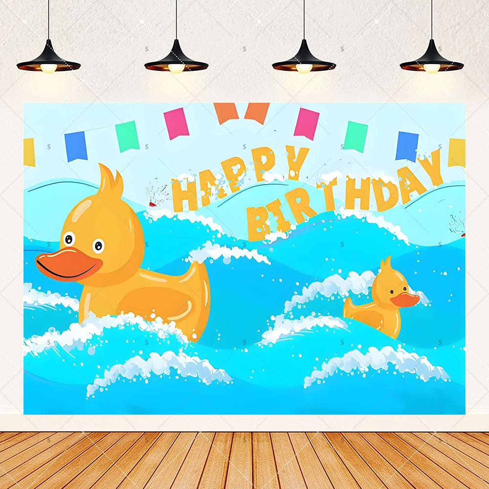 Cute Yellow Duck Theme Background Banner Kids Birthday Party Decorations Photography Backdrop Cartoon Baby Shower Supplies Props