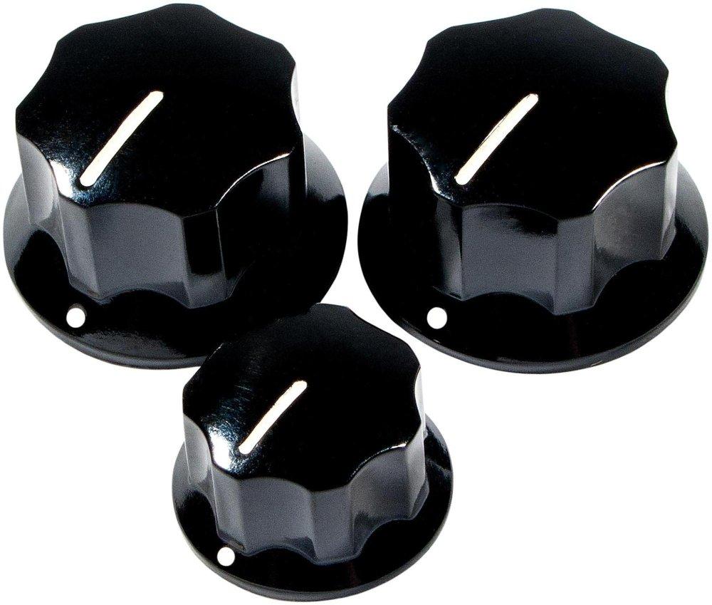 Fender Pure Vintage Jazz Bass Knobs 3 Black Control Knobs Set of 3 '60s