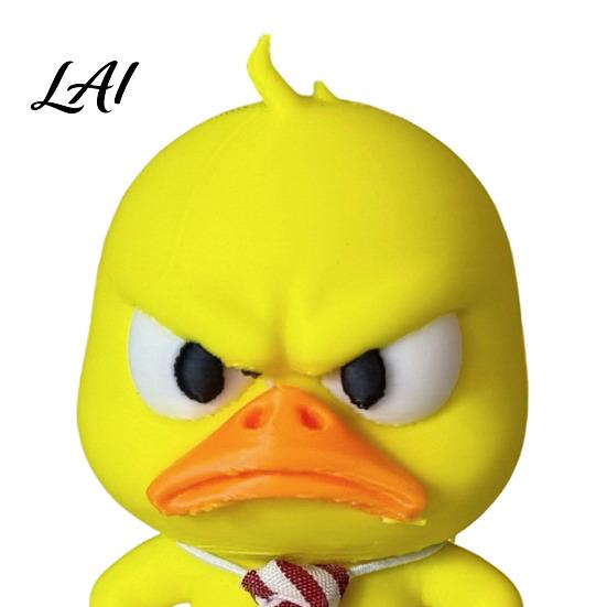 Creative 3D Printed Duck Decor Angry Figurine Cute Yellow with Detachable Small Gift for Coworkers Tie Fun Expression Desktop Ornament Family