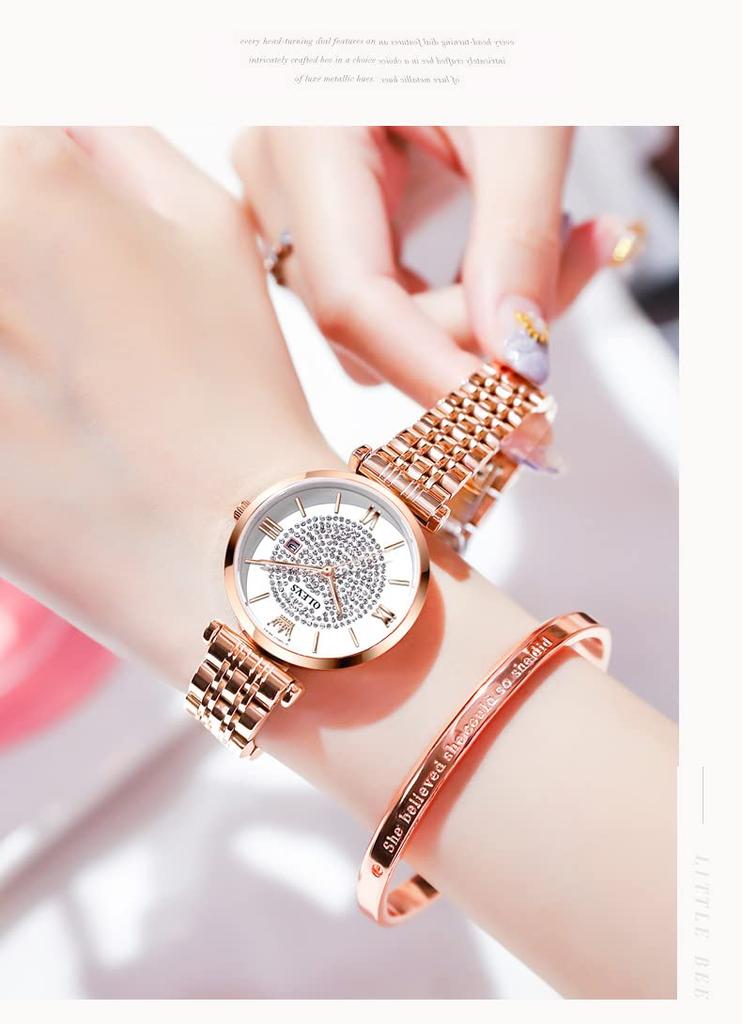 Наручные кварцевые простые нержавеющая сталь подарок на день для женщин OLEVS подарочный набор женские часы, браслет, ожерелье, бренд, милый, стильный,