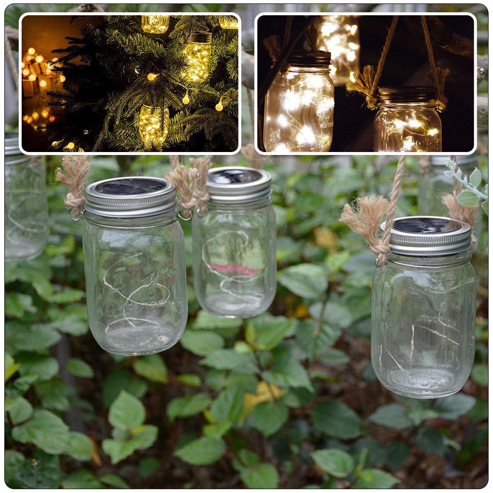 6Pcs Mason Jar Handles Burlap Wire Stainless Steel Wire Jar Hangers Solar Rope Holder for Canning DIY Decoration