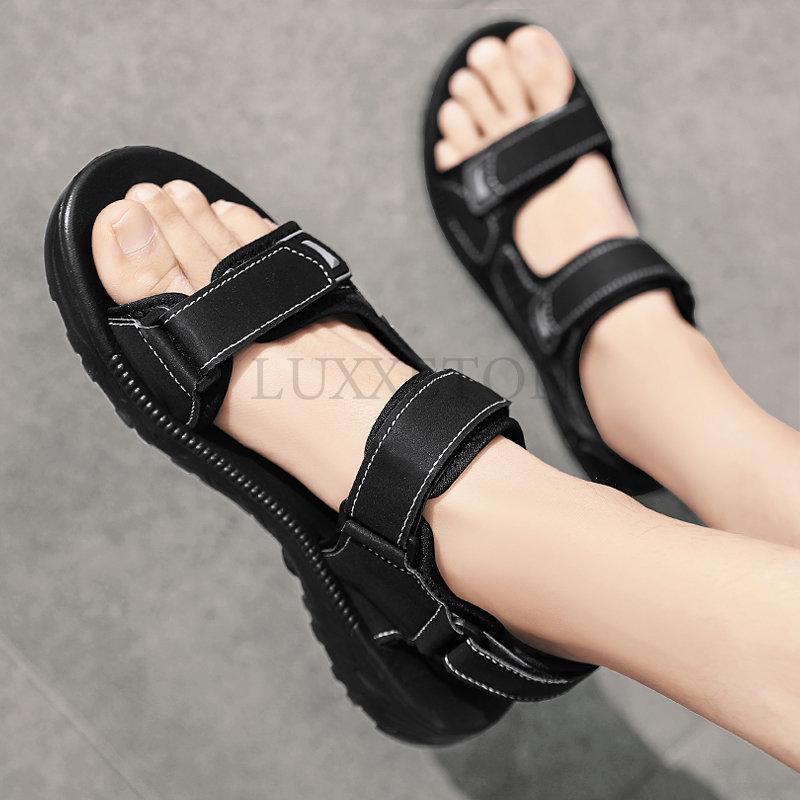 Модные летние мужские сандалии повседневная пляжная обувь уличные гладиаторские туфли дышащие походные модные туфли на платформе кожаные сандалии для отдыха