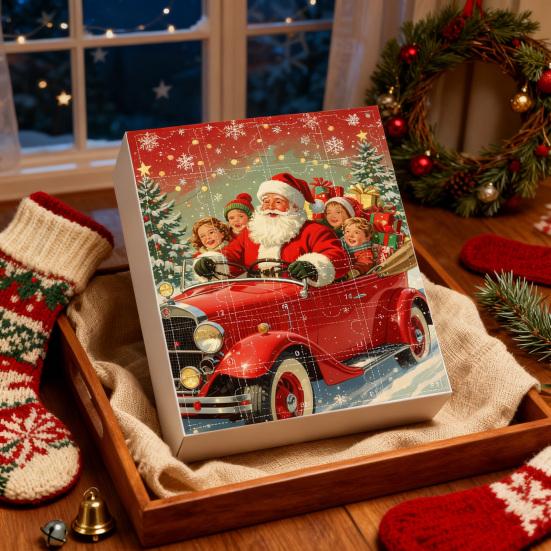 2025 Transportation Advent Calendar 24 Days Christmas Countdown with Collectible Train Plane Pendants Holiday Gifts for Toddler Boys Kids