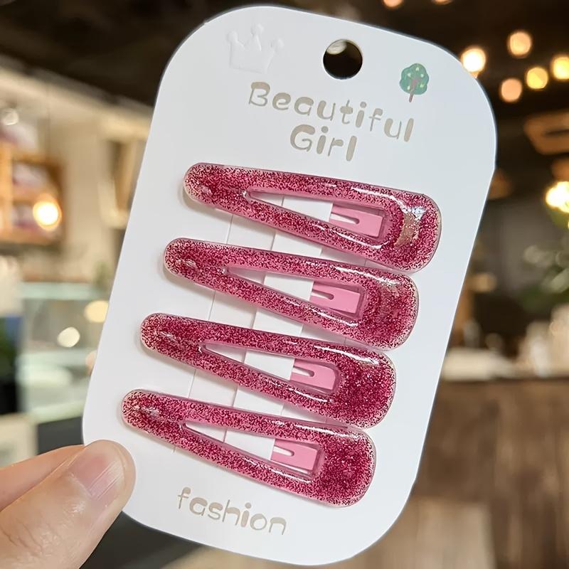 4 шт./набор Блестящие акриловые заколки для волос - нежные и не повреждающие волосы аксессуары для волос в стиле принцессы для девочек