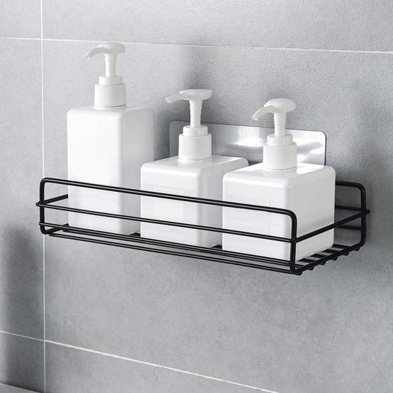2Pcs Floating Shelves Wall Mounted Storage Rust-proof And Easy To Clean with Black Metal Frame for Bathroom Bedroom Kitchen