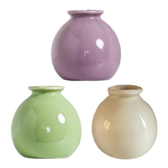 Mini Ceramic Vase Solid Color Glazed Flower Vase Desktop Decor Miniature Bud