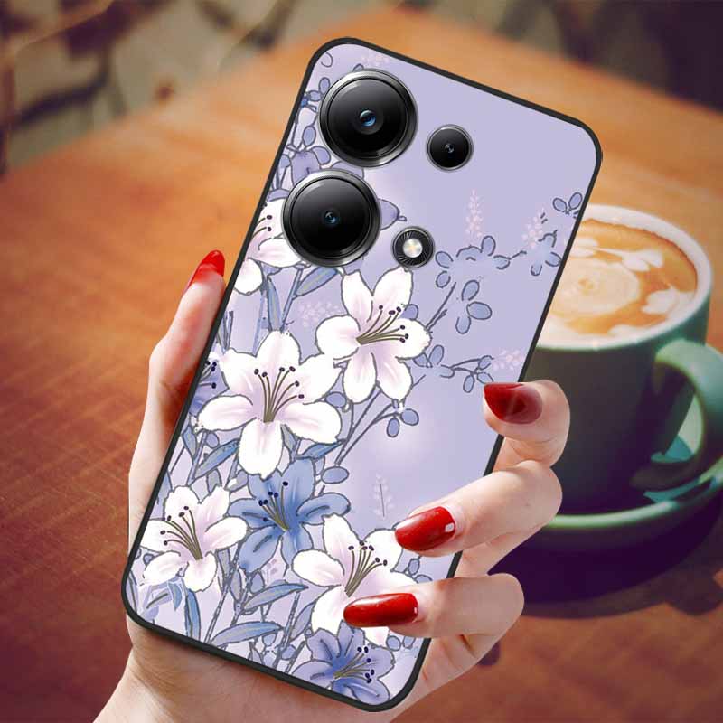 For Redmi Note 13 Pro 4G Case Flower 3D Relief Silicon Soft Phone Back Cover for Xiaomi Redmi Note13 Pro 4G Protection Shell TPU