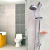 Stainless Steel Lift Type Shower Slide Bar Holder with Rod Soap Dish Suction Cup Install