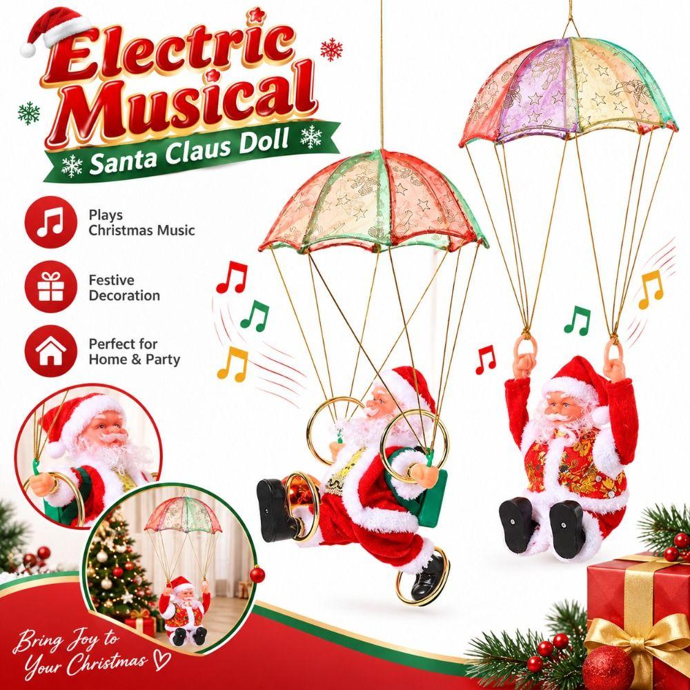 Merry Christmas Electric Musical Santa Claus Parachute Santa Claus Pendant Christmas Tree Decor